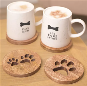 Paw Print Wood Coasters