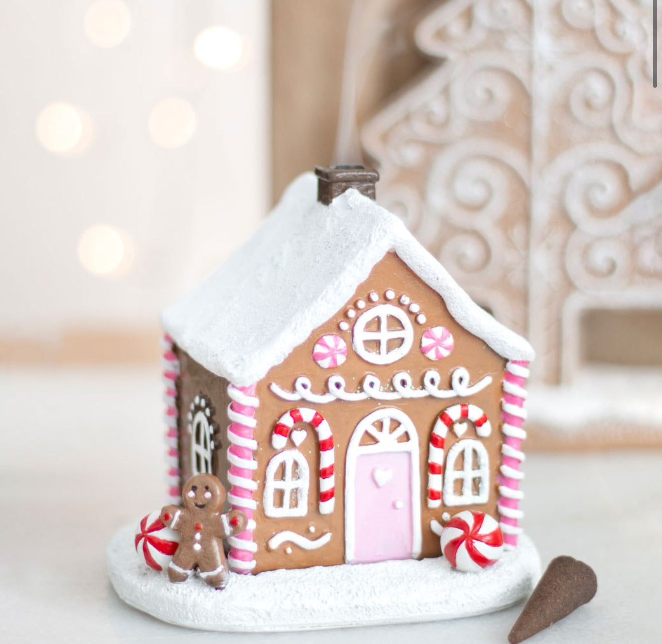 Pink Gingerbread House Incense Cone Burner